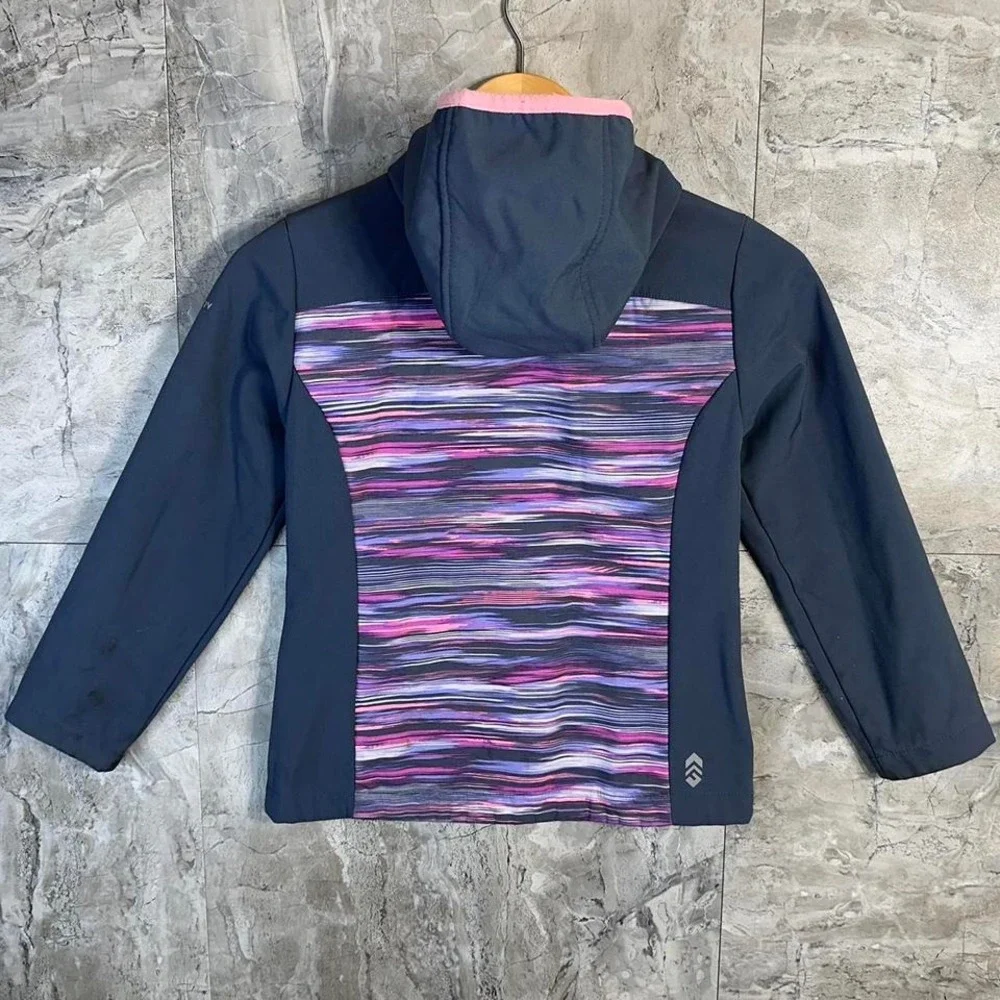 Free country Navy and pink waterproof ski jacket with hood Kids Large 7-8‎